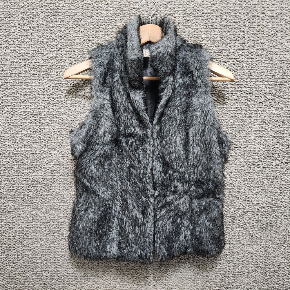 Cherokee Girls Gray Faux Fur Sleeveless Open Front Vest Size XL (14/16)